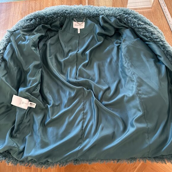 BCBGeneration Teddy Faux-Fur Blue-Green Coat L NWOT plush streetwear BOHO - Picture 13 of 16